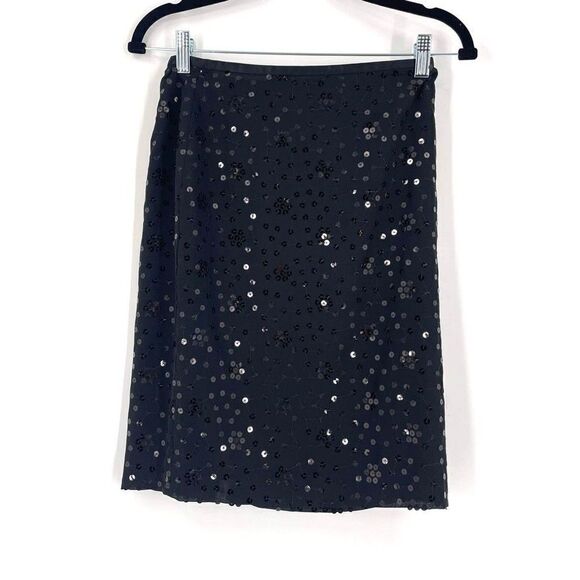 LOFT Women's Sheer Lined Sequin Overlay Straight Pencil Skirt Black Size 2P - Picture 2 of 9